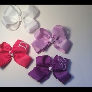 Large boutique hair bows with monogram